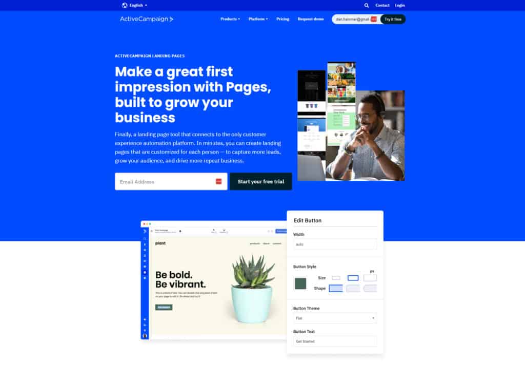 Landing page builders: ActiveCampaign