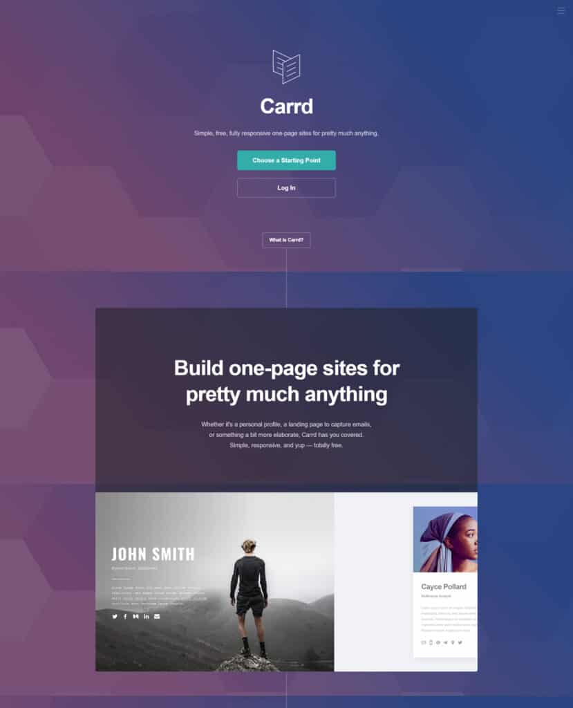 Landing page builders: Carrd