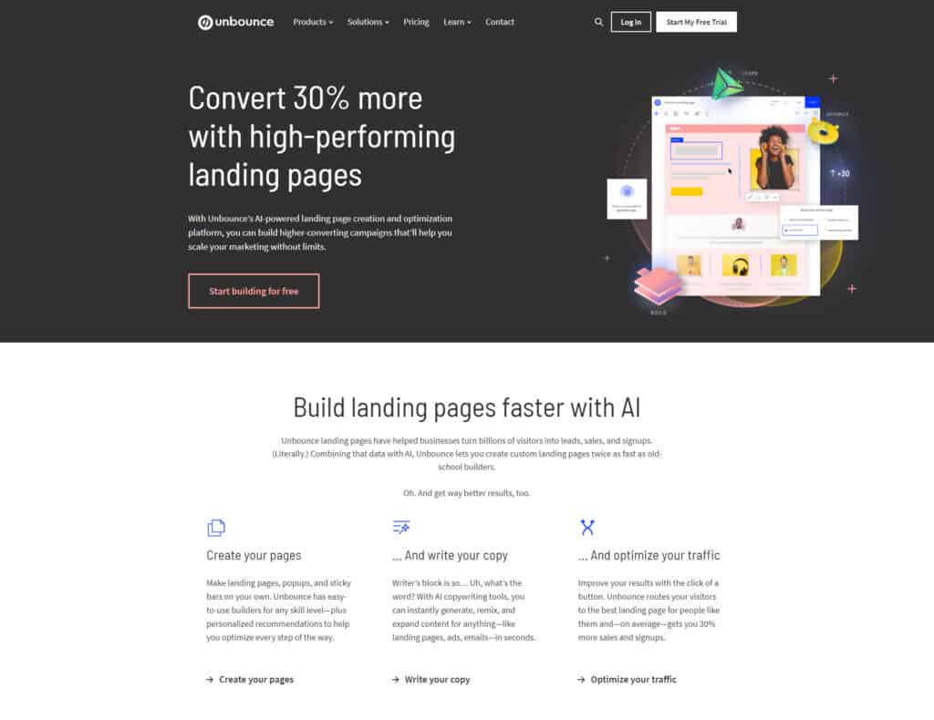 Landing page builders: Unbounce
